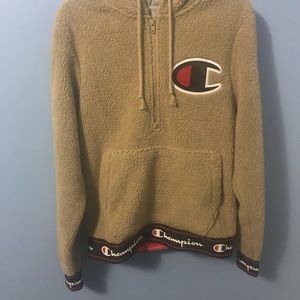 champion big c sherpa half zipper hoodie